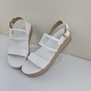 Womens Lauren Conrad Paruka Slide Slingback Sandals White Espadrille Size 6